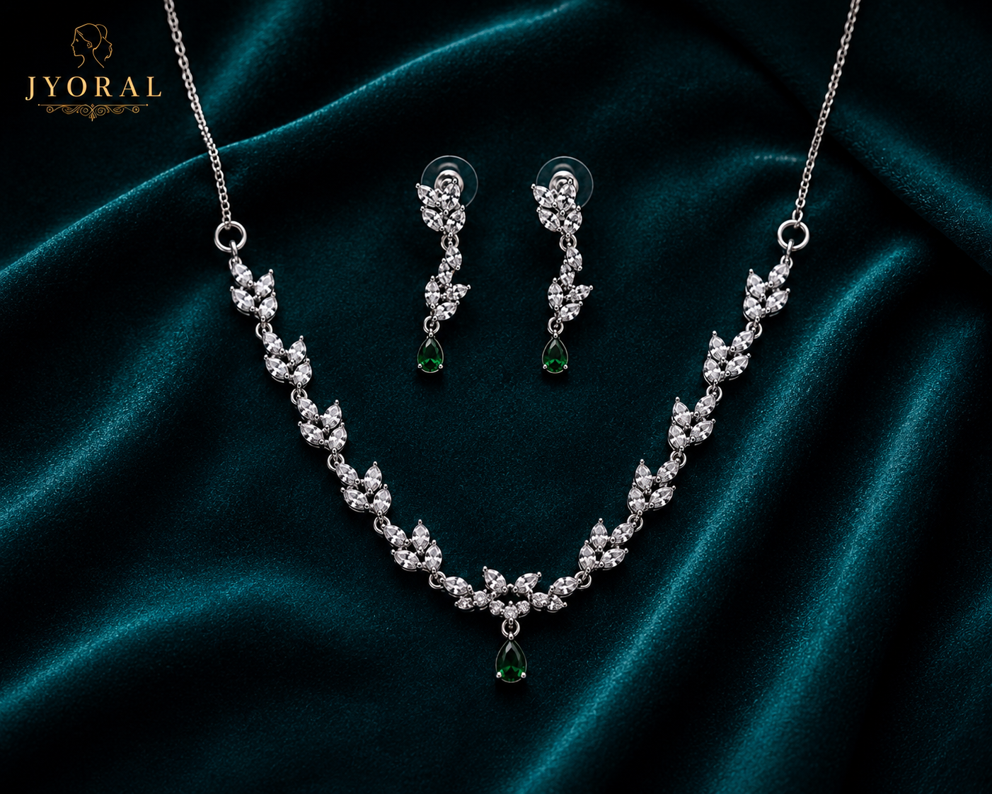 Aarika Noor Necklace Set – Emerald Green