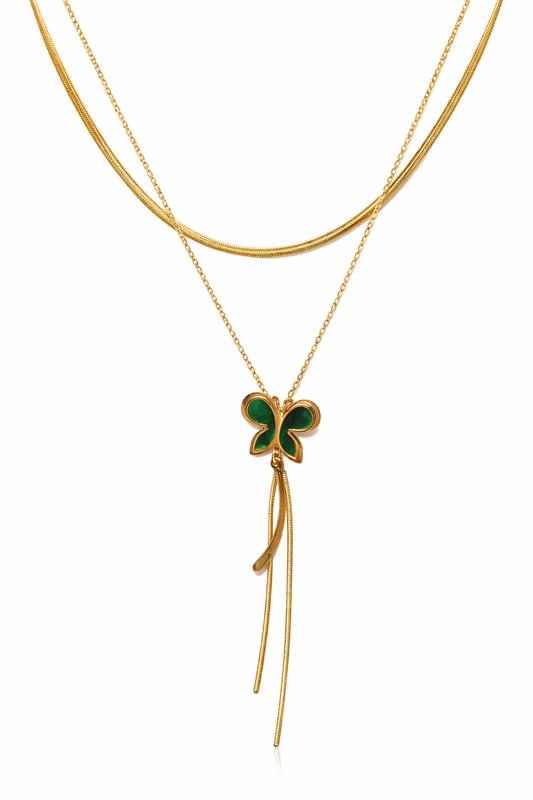 Emerald Flutter Drape Necklace