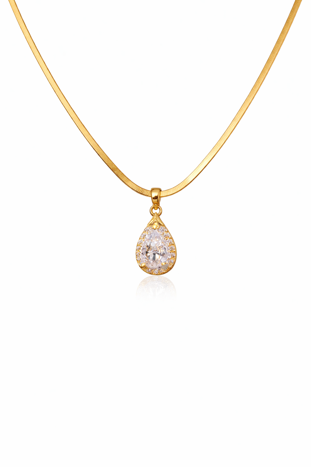Crystal Teardrop Pendant Necklace