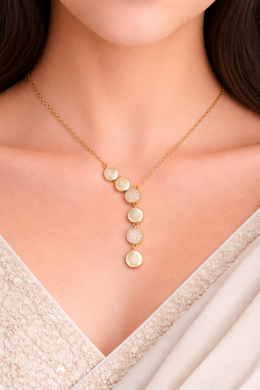 Luna Disc Drop Necklace