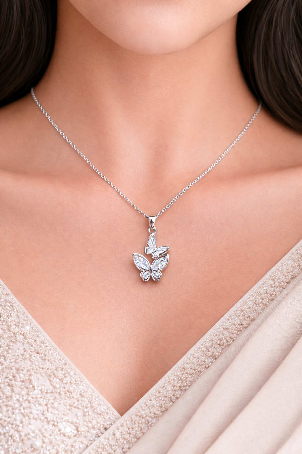Silver Flutter Necklace