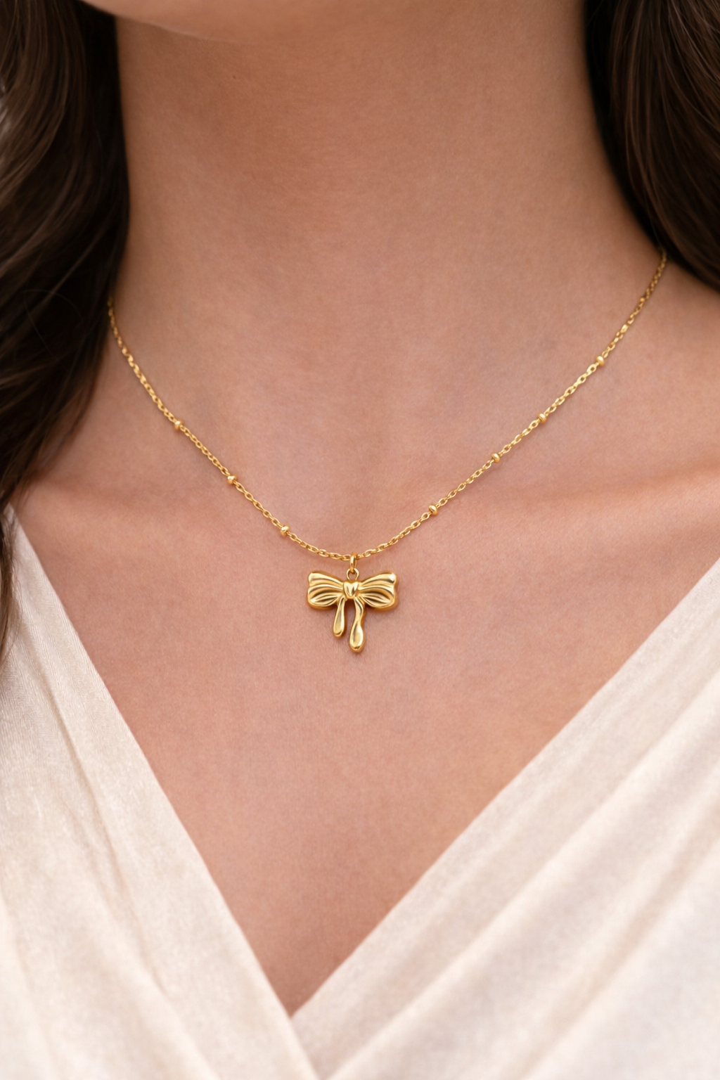 Golden Bow Grace Necklace