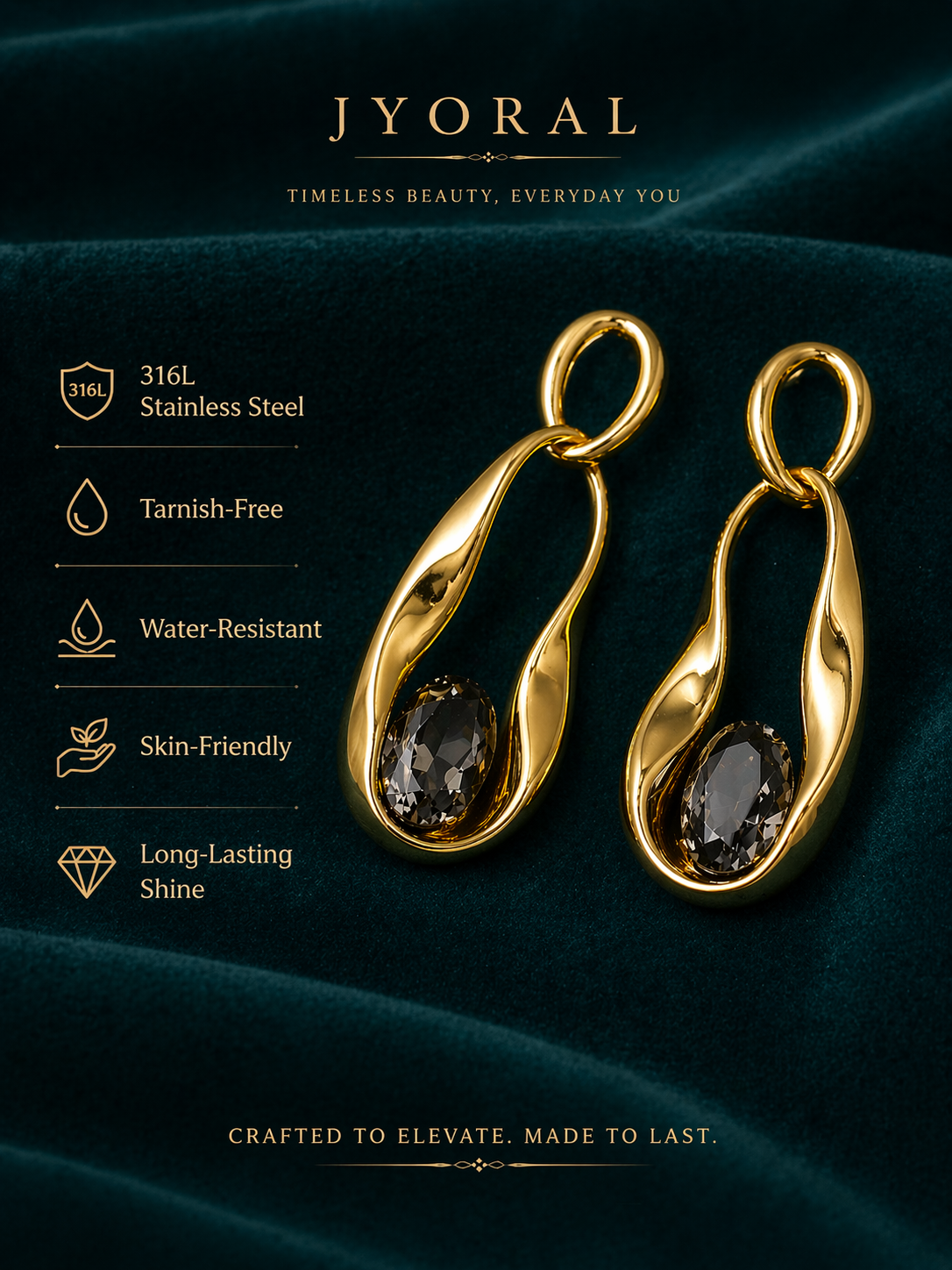 Noir Flow Drop Earrings