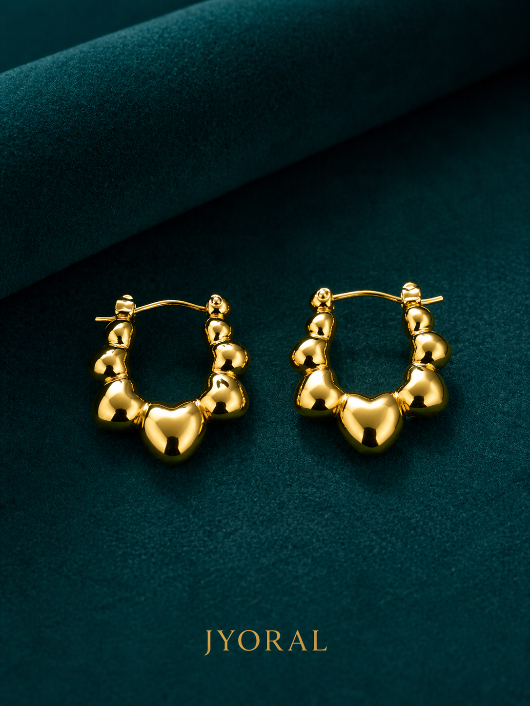 Golden Heart Cluster Hoops