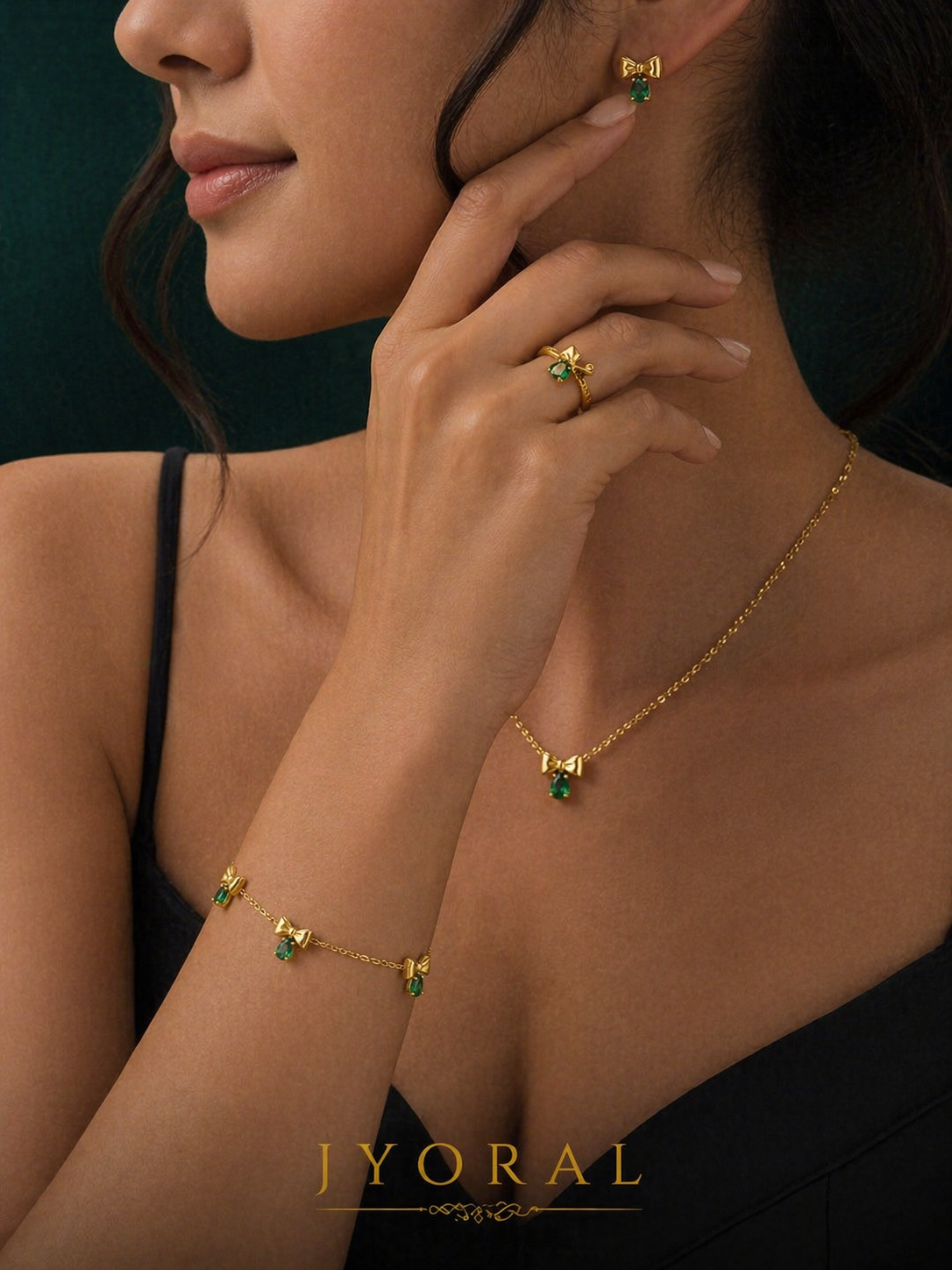 Emerald Bow Charm Set