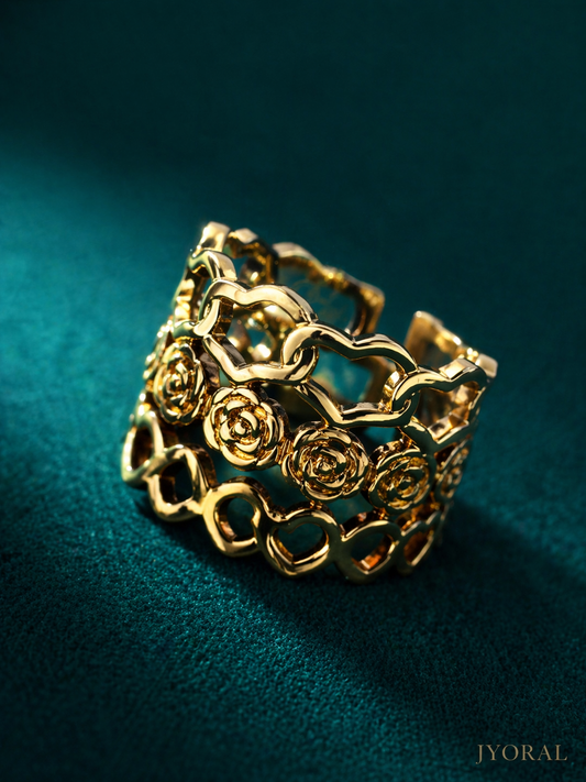 Blush Bloom Heart Ring Stack