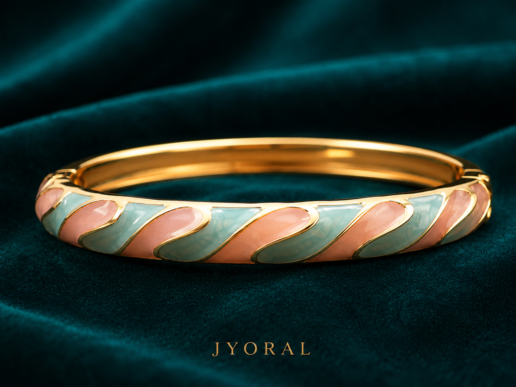 Seafoam Blush Enamel Bangle