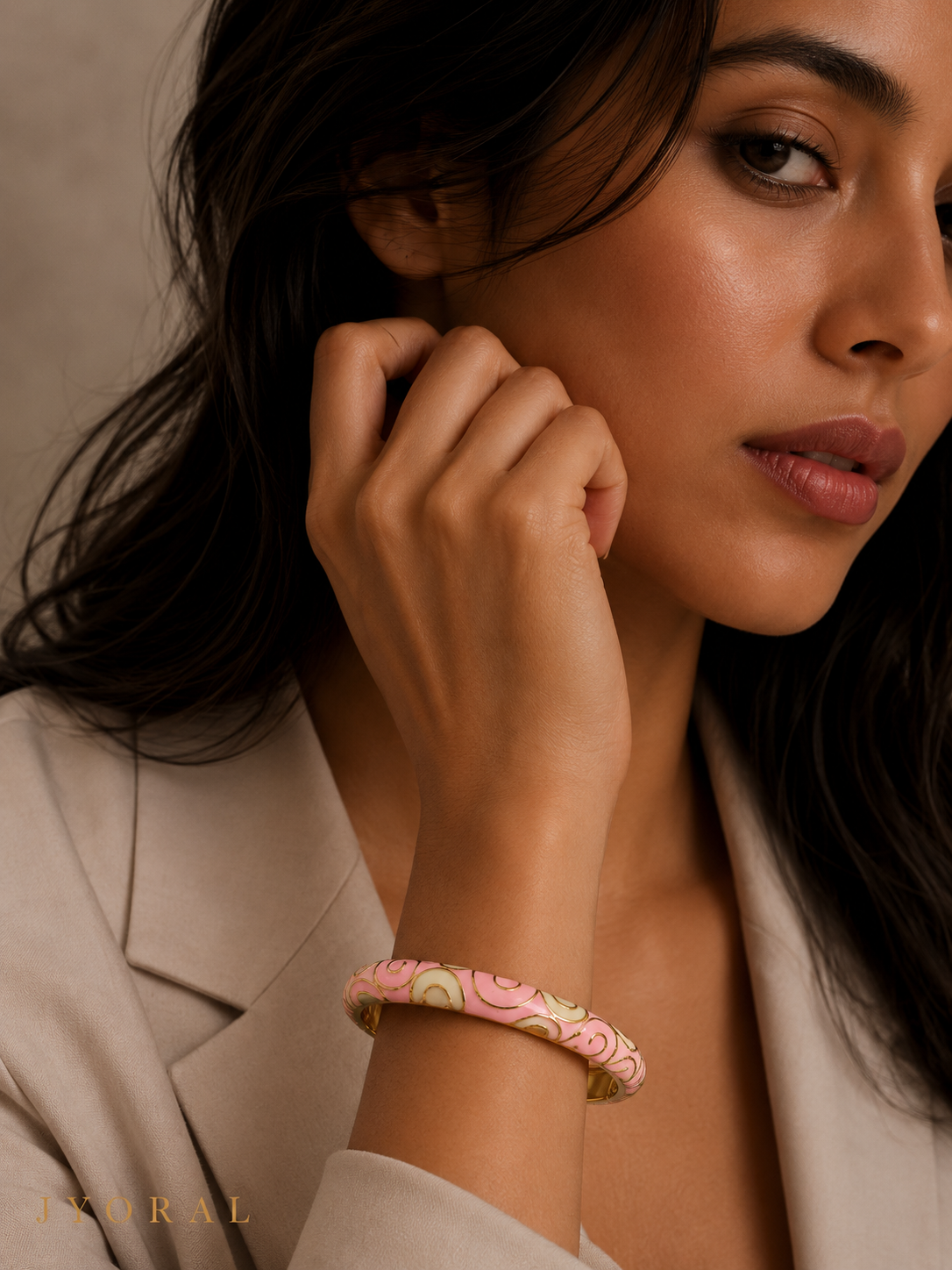 Rosé Ivory Enamel Bangle