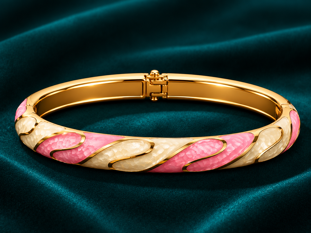 Blush Pearl Enamel Bangle