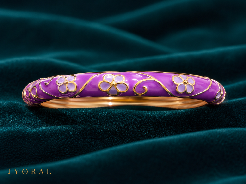 Violet Blossom Enamel Bangle