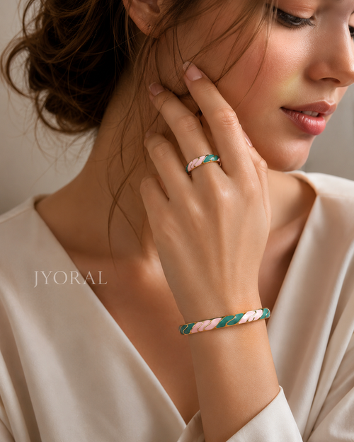 Aqua Blush Enamel Bangle