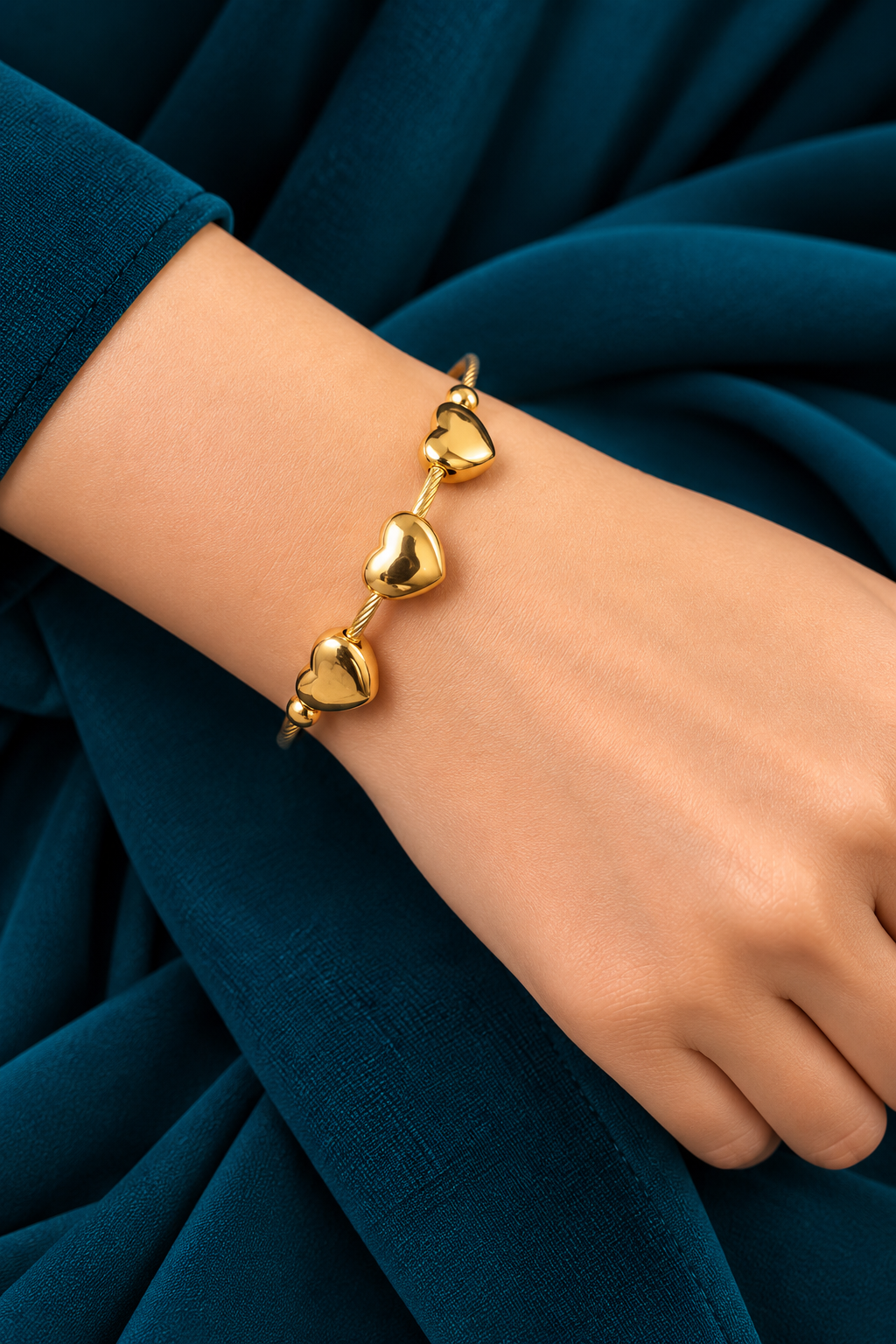 Golden Trio Heart Bracelet