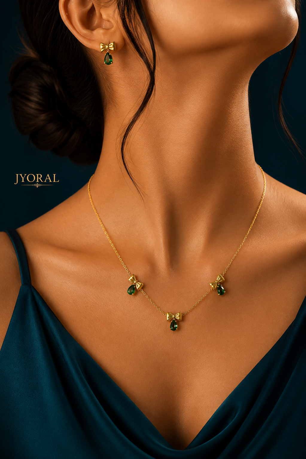 Emerald Bow Charm Set