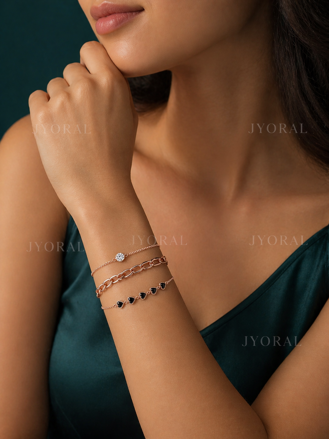 Noir Layered Heart Luxe Bracelet