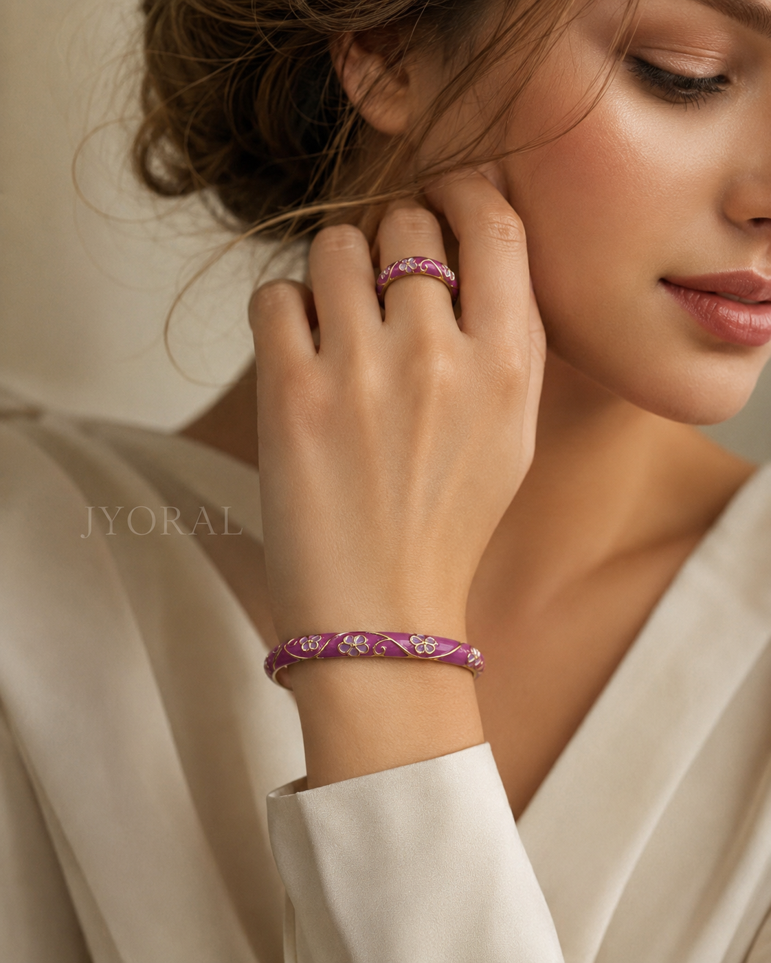 Violet Blossom Enamel Bangle