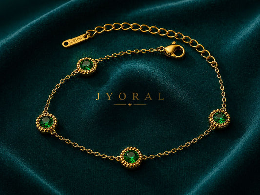 Emerald Halo Minimal Bracelet