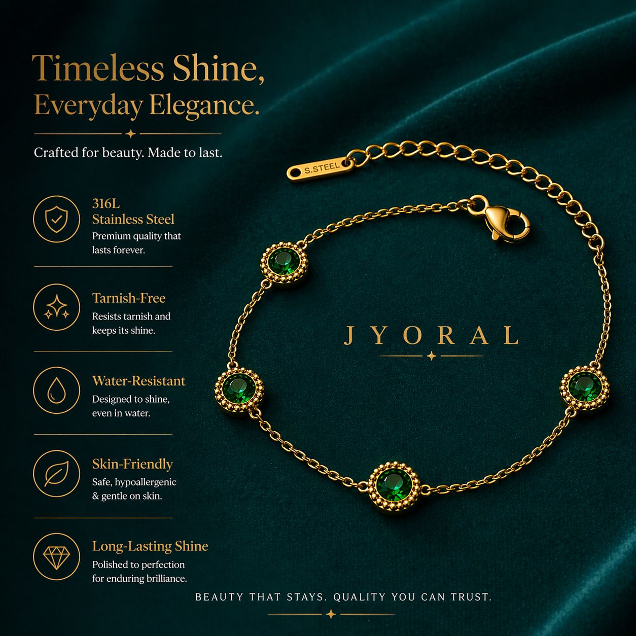 Emerald Halo Minimal Bracelet