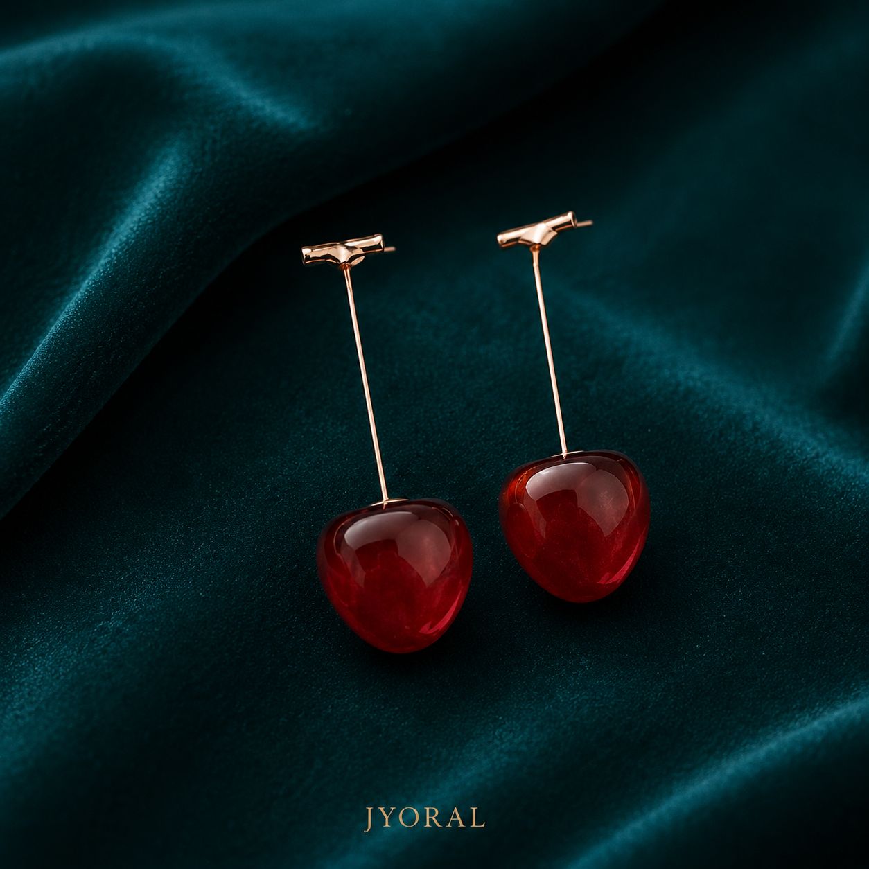 Ruby Cherry Drop Earrings