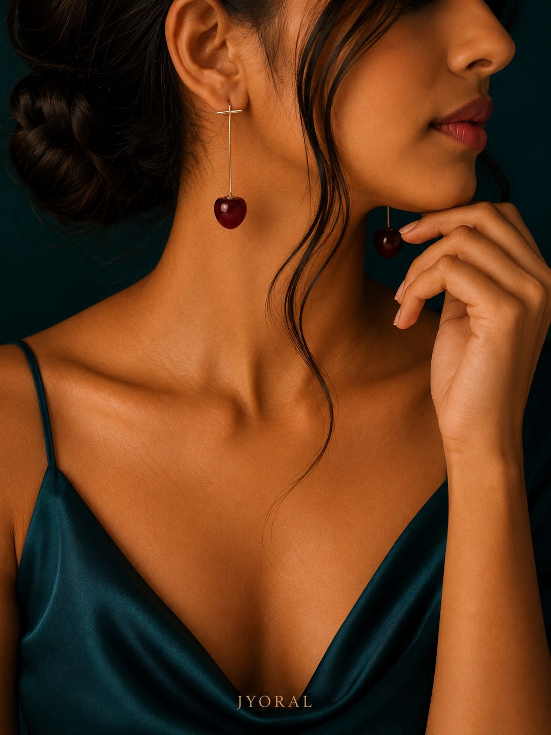 Ruby Cherry Drop Earrings