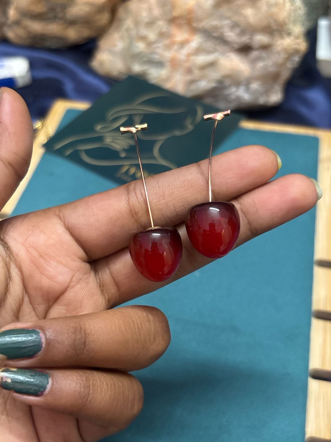 Ruby Cherry Drop Earrings
